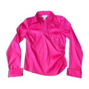 Samuel Dong by Dons Collection Evening Fuchsia Pink Stretchy Blouse Top Sz L